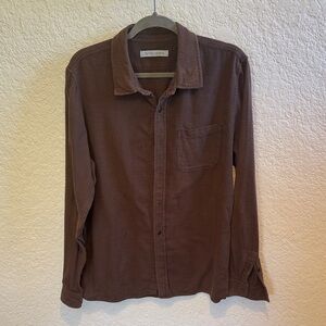 Outerknown Button-Down Long-Sleeve Shirt in Deep Brown